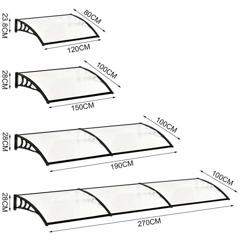 Outdoor Curved Shielded Awning - Rain Shelter - Black Awnings