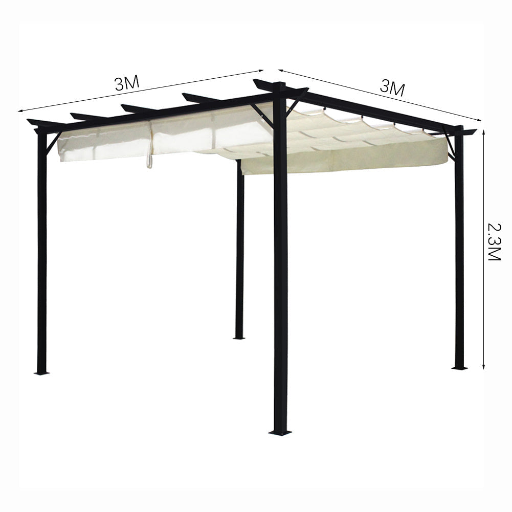 Outdoor Horizontal Pulling Square Pergolar - White