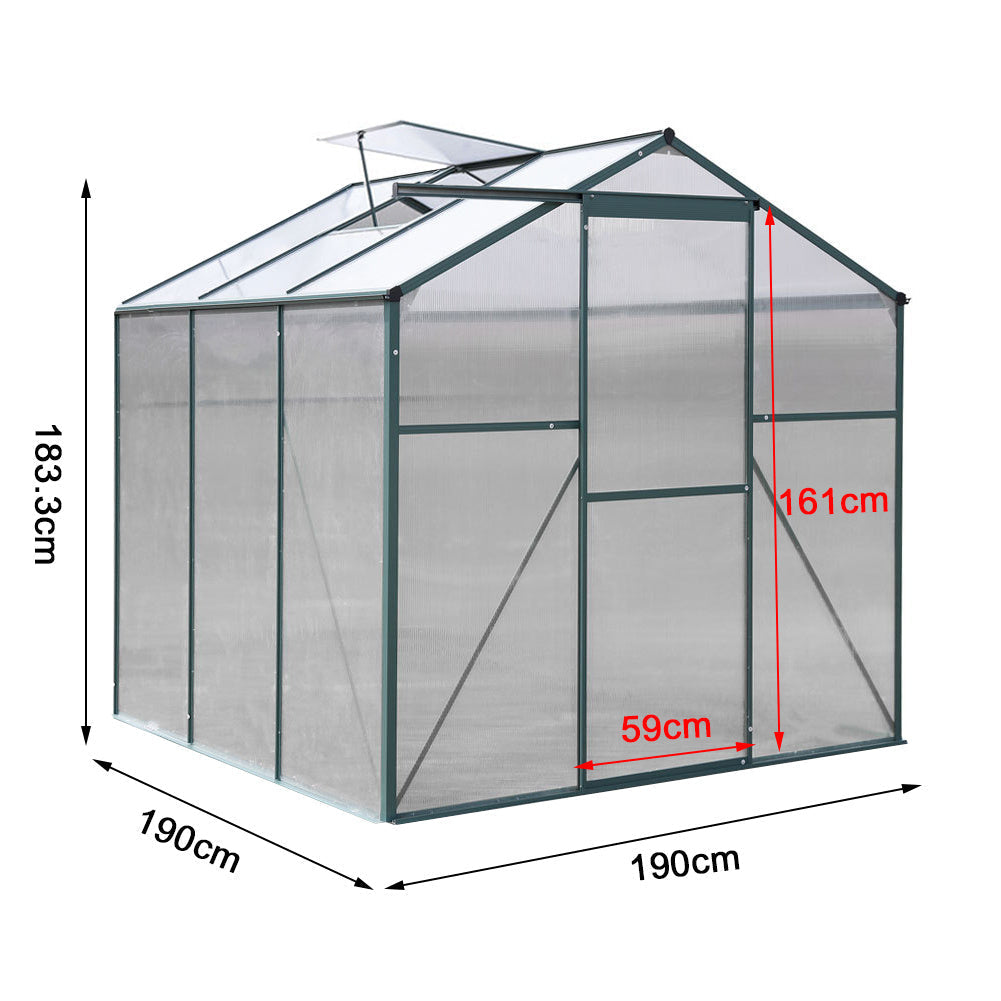 6' x 6' ft Garden Hobby Greenhouse Green Framed with Vent Greenhouse Garden Sanctuary