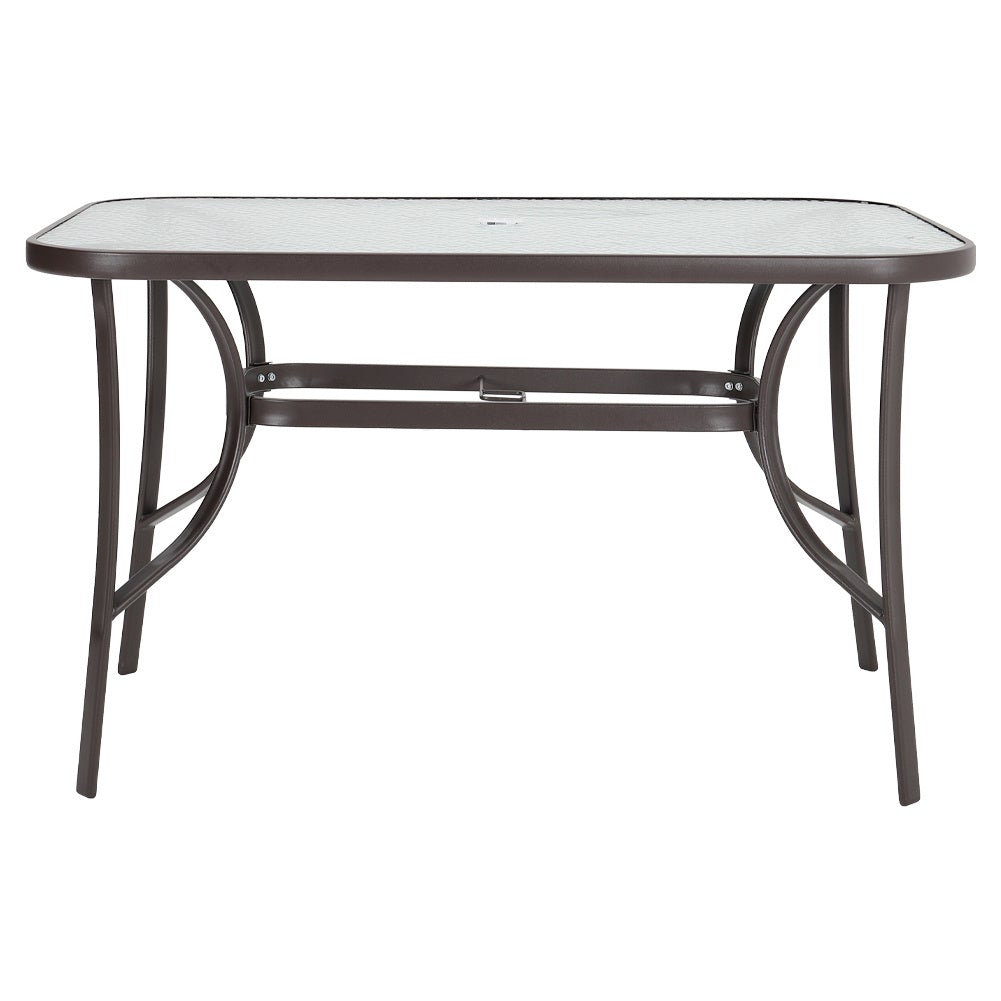 Garden Rectangular Ripple Glass Table and Folding Chairs GARDEN DINING SETS Only Medium Brown Table