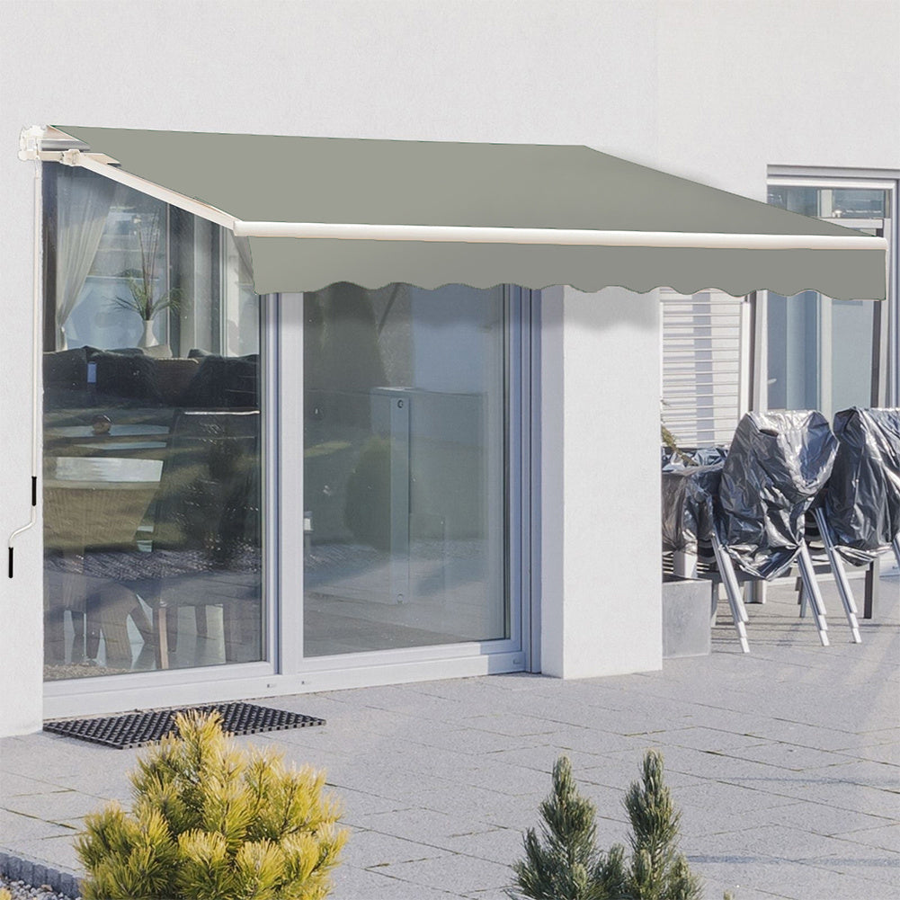 Retractable Patio Awning - Manual Shelter - Grey Awnings