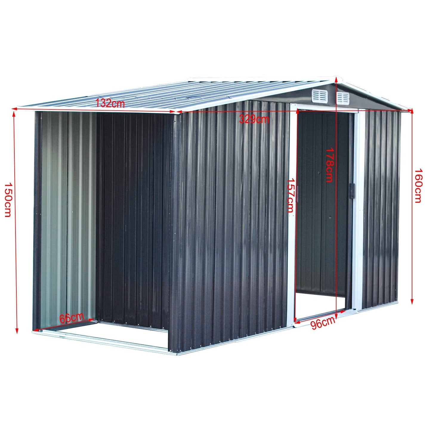 Garden Steel Shed Gable Roof Top with Firewood Storage Garden storage Garden Sanctuary