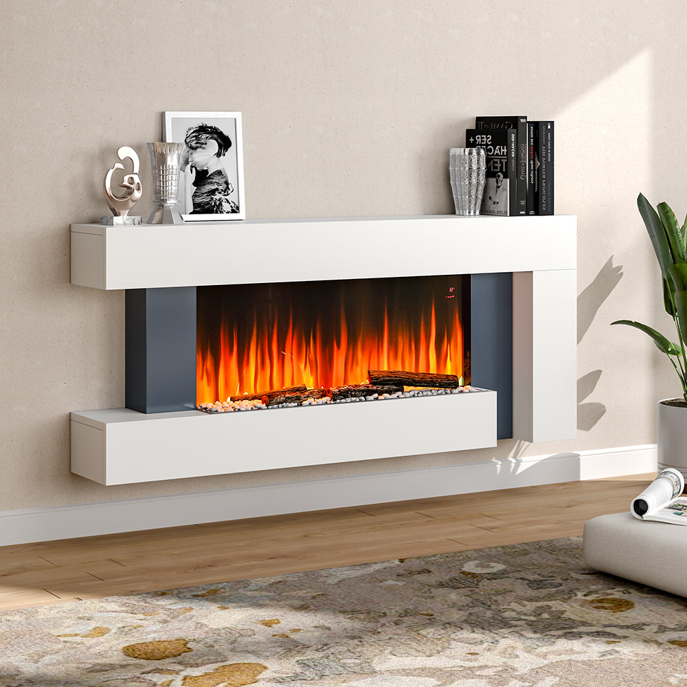 52 Inch C-Frame Freestanding Fireplace Suite with 2 Heating Settings