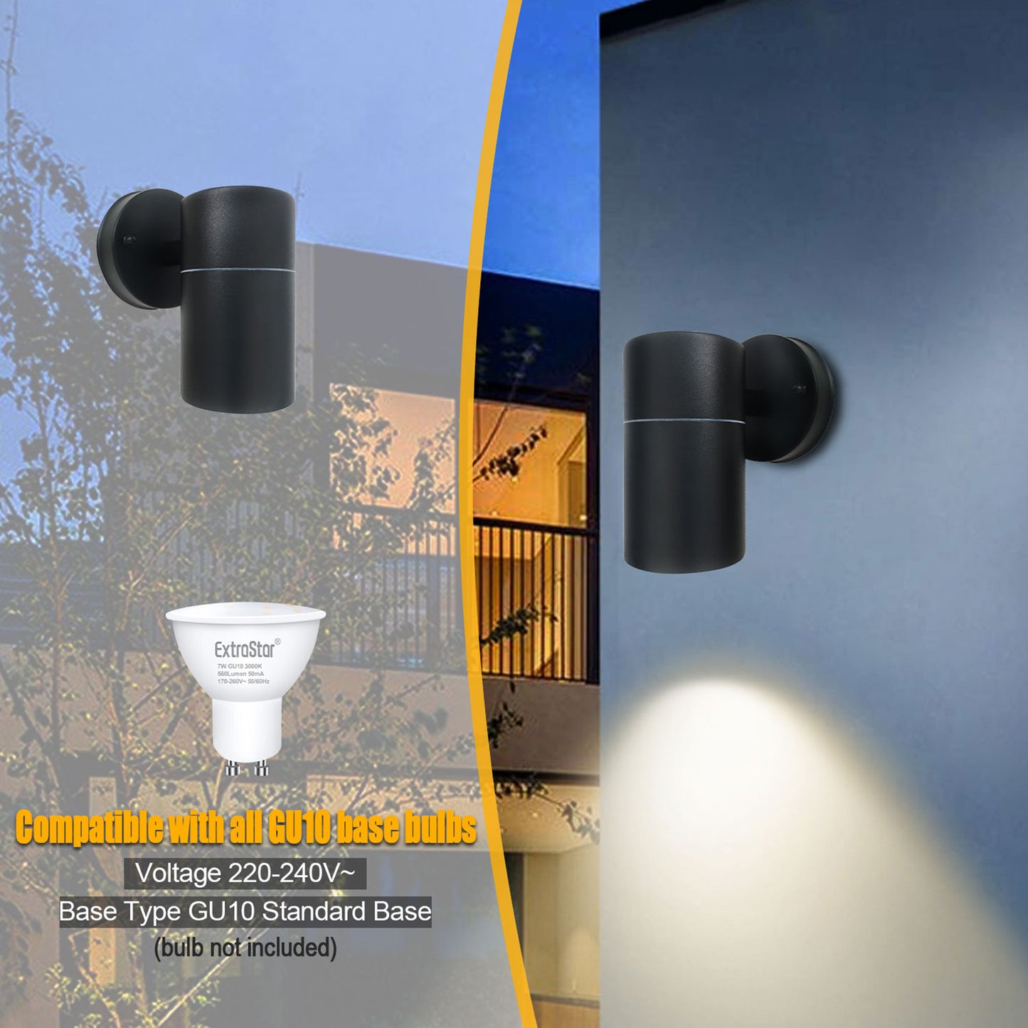 GU10 Outdoor Metal Single Downlight Wall Light