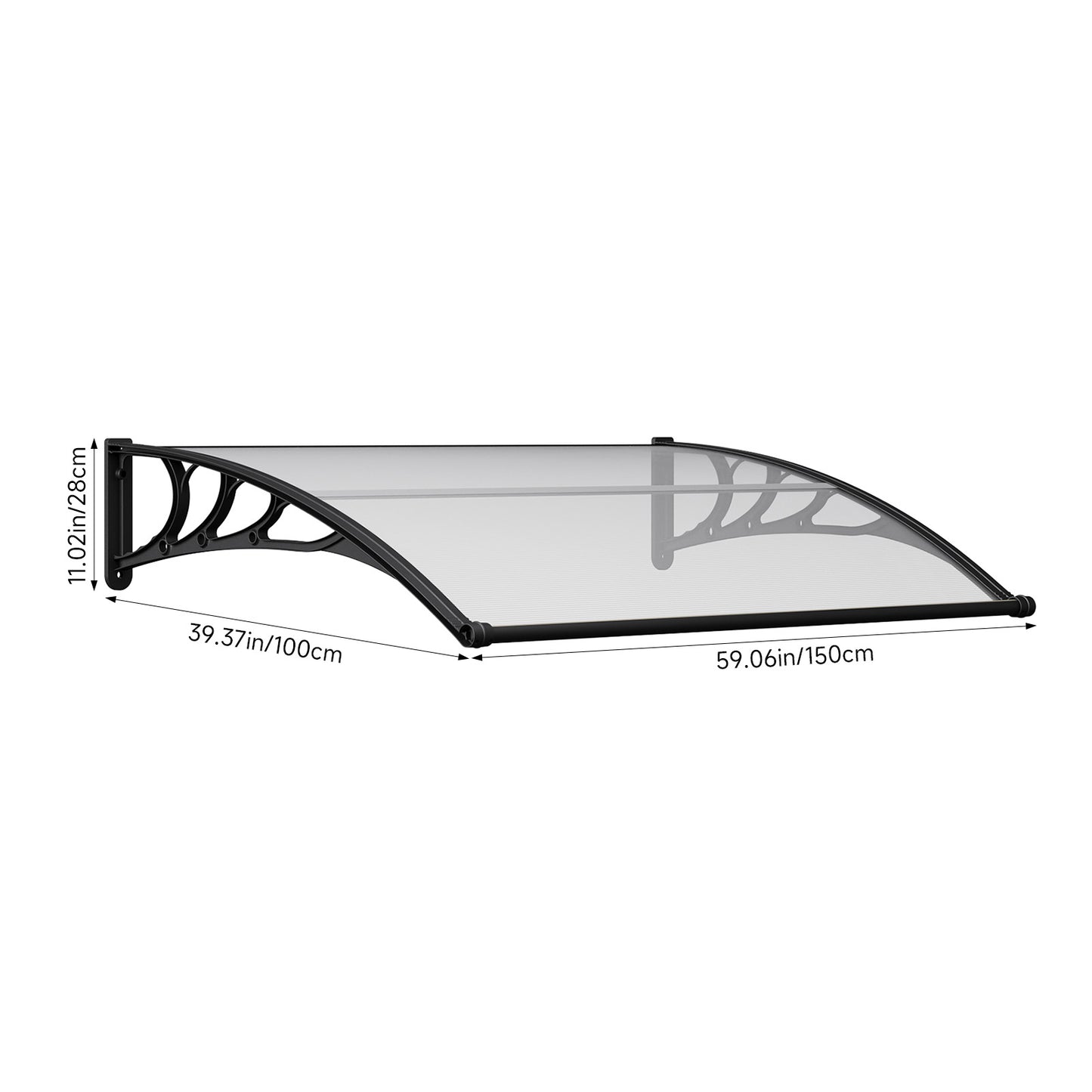 Transparent Outdoor Door Canopy Window Awning with Drainage Channel