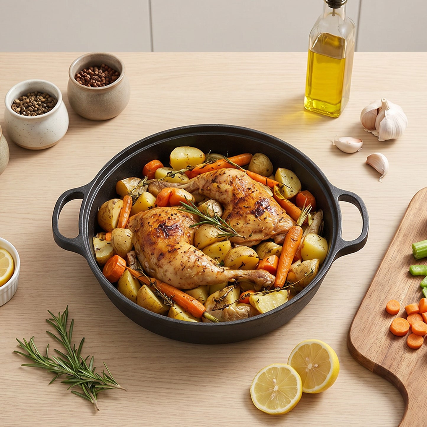 Pre-Seasoned Cast Iron Skillet with Dual Handles
