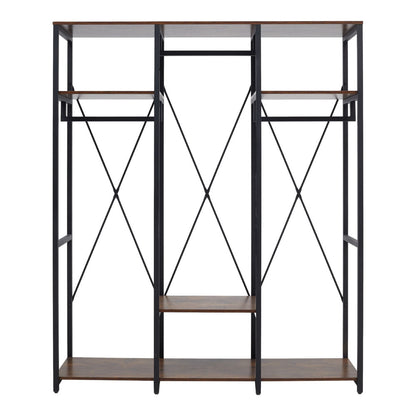 Large Freestanding Clothing Rack with Storage Shelves