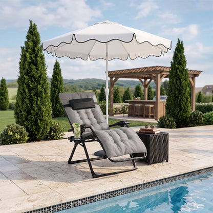 Zero Gravity Outdoor Recliner with Seat Cushion & Headrest