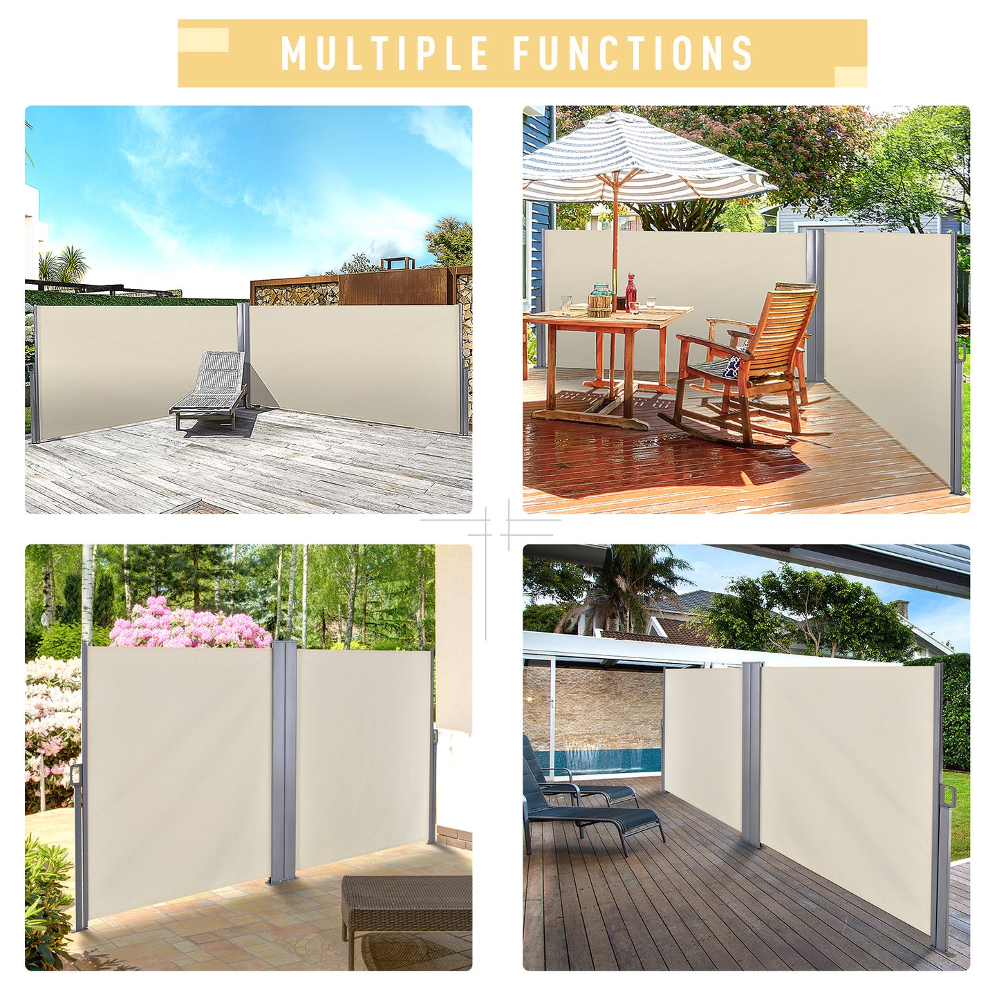 White Retractable Double Side Awning
