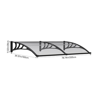 Black Outdoor Door Canopy Window Awning with Drainage Channel