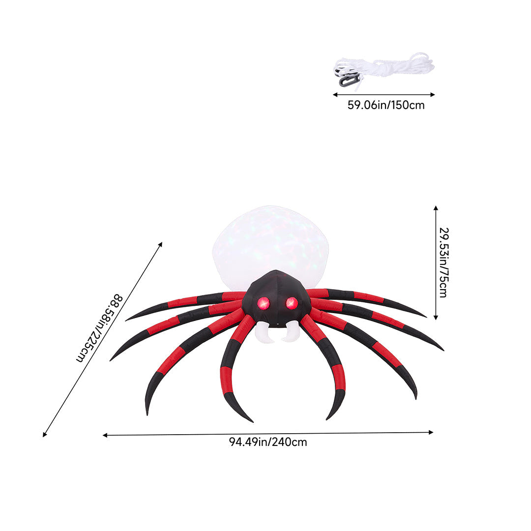 7 FT Halloween Inflatable Giant Spider with Built-in LED Lights