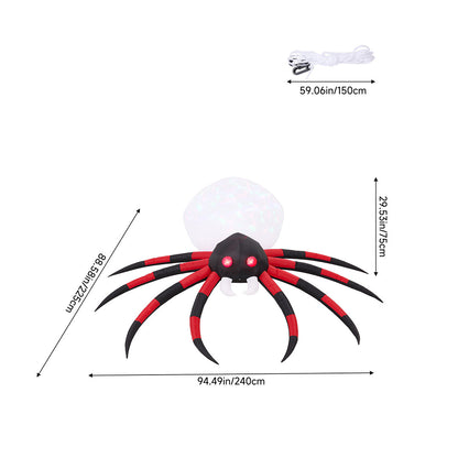 7 FT Halloween Inflatable Giant Spider with Built-in LED Lights