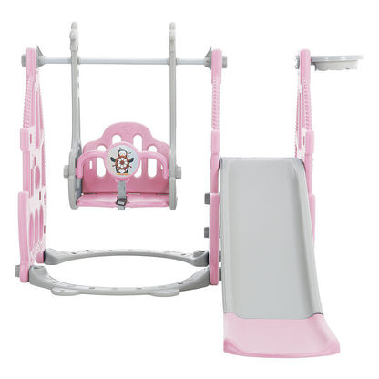 Blue/Pink 3 in 1 Kids Swing and Slide Set Toddler Climber Playset