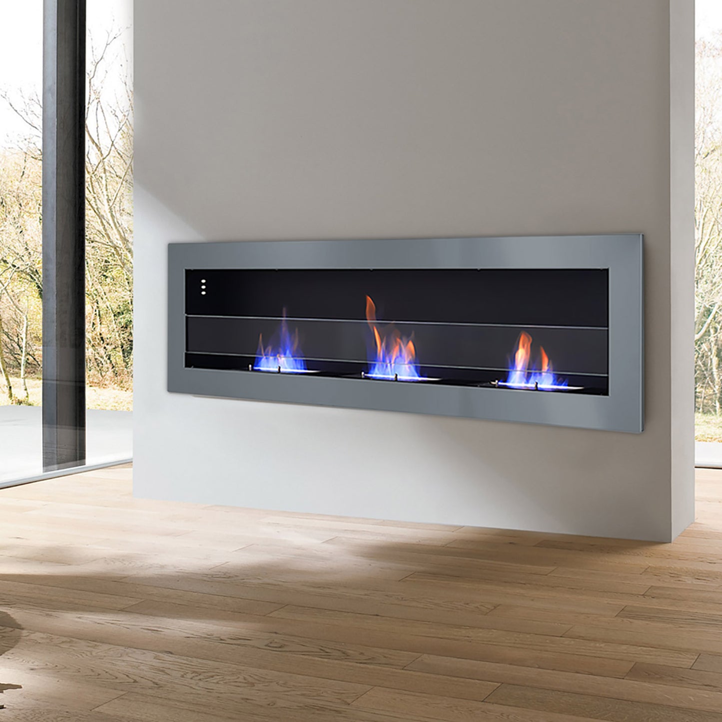 Wall Mounted Bio Ethanol Fireplace with Adjustable Flames