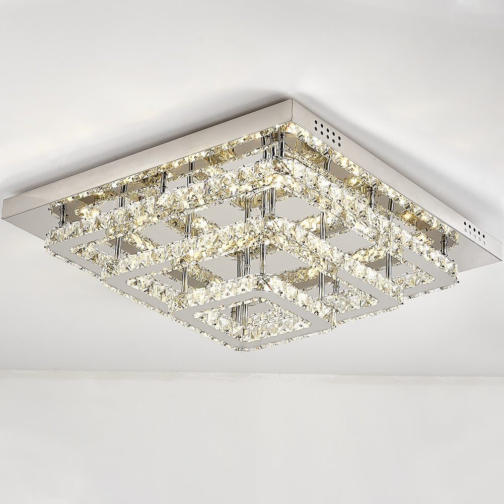 Square Large-size Glamourous Crystal LED Ceiling Light