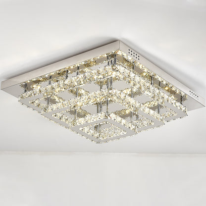 Square Large-size Glamourous Crystal LED Ceiling Light