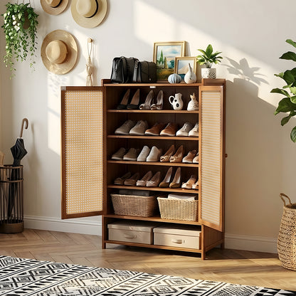 Bamboo Shoe Storage Cabinet with Doors