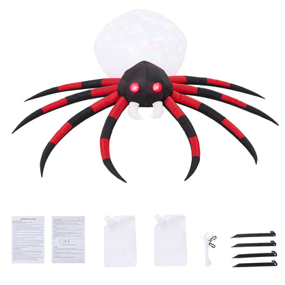 7 FT Halloween Inflatable Giant Spider with Built-in LED Lights