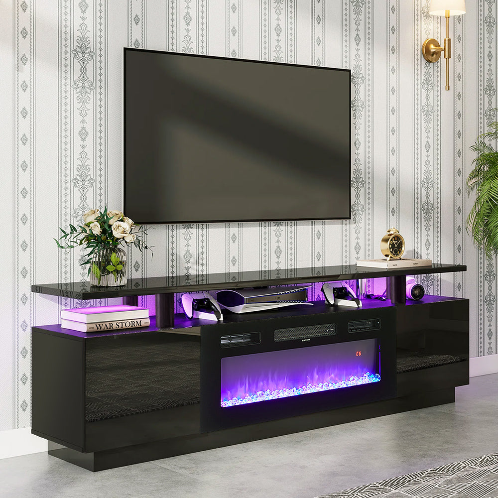 Recessed Electric Fireplace TV Stand with Remote Control