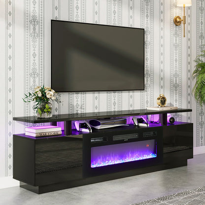 Recessed Electric Fireplace TV Stand with Remote Control