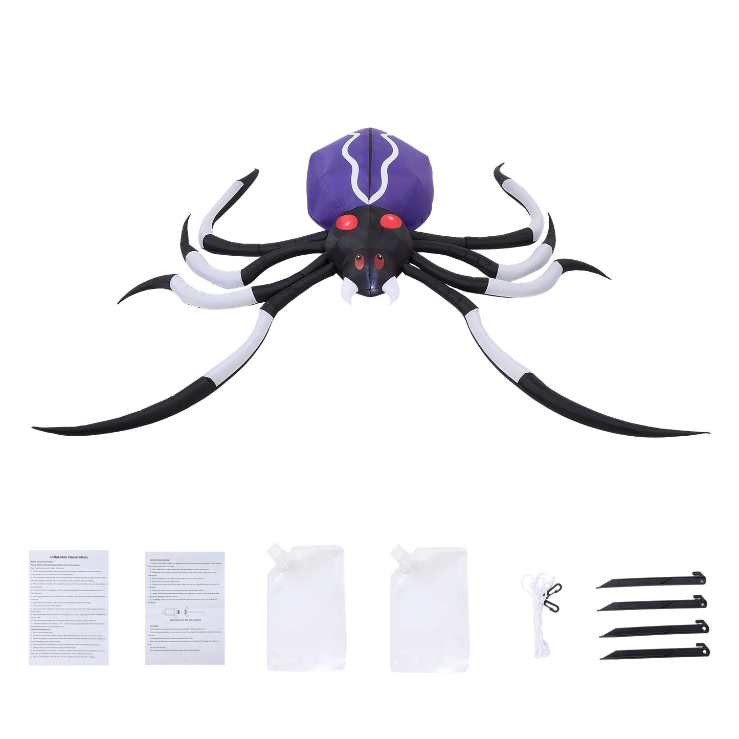 11 FT Halloween Inflatable Giant Spider with Built-in LED Lights
