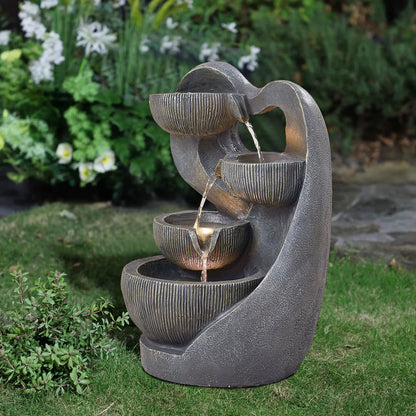 Outdoor Garden Water Fountain with LED Lights