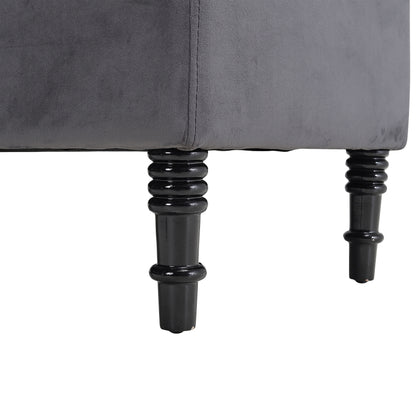 Grey/Beige Flip Top Storage Bench with Side Arms