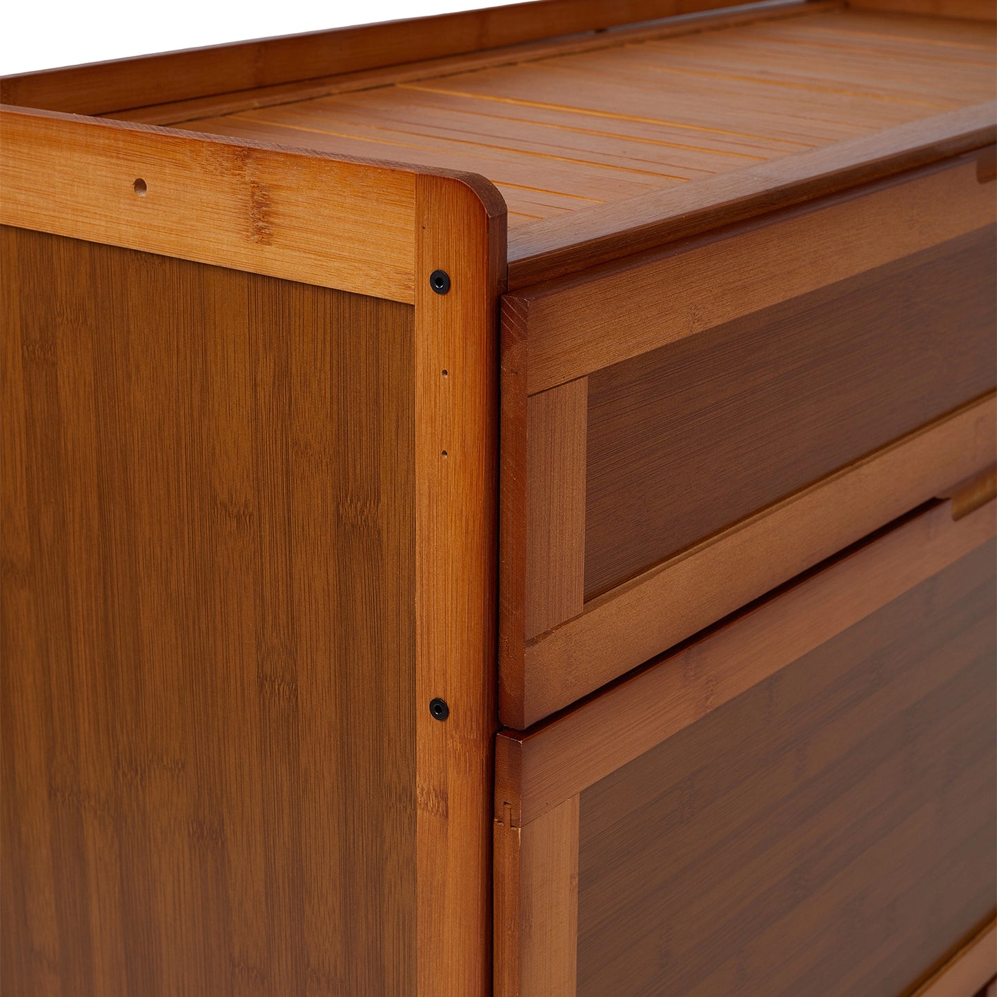 3-Tier Bamboo Shoe Storage Cabinet with Flip-Down Drawers