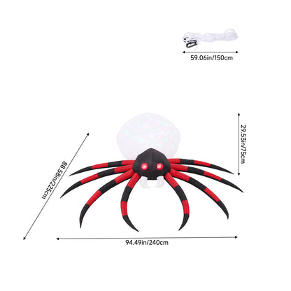 7 FT Halloween Inflatable Giant Spider with Built-in LED Lights
