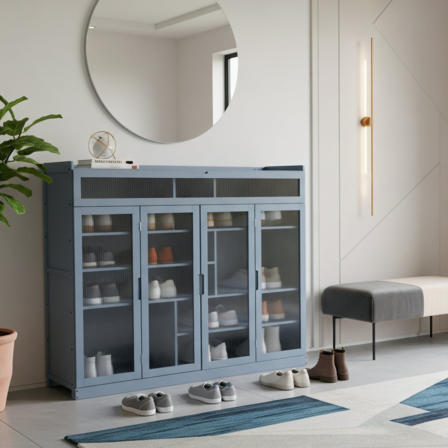 Shoe Storage Cabinet with Folding Doors