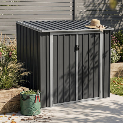 5x3ft Grey Metal Bin Storage Shed Pent Roof Lockable