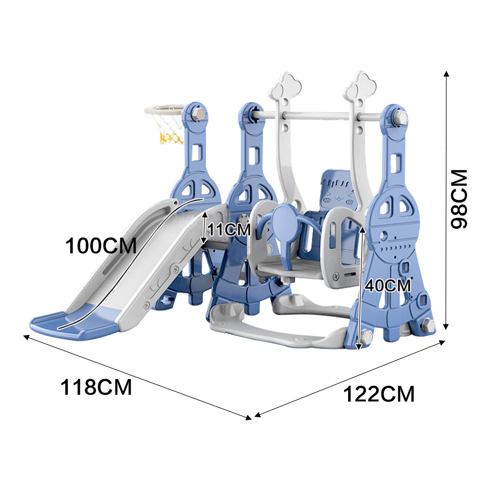 Kidkid Blue 3-in-1 Toddler Slide and Swing Set