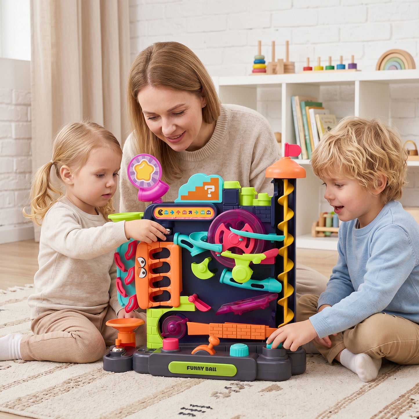 Colourful Marble Run Toy Vertical Obstacle Track with 6 Balls