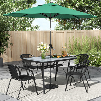 Garden Tempered Glass Wood Grain Coffee Table With Parasol Hole
