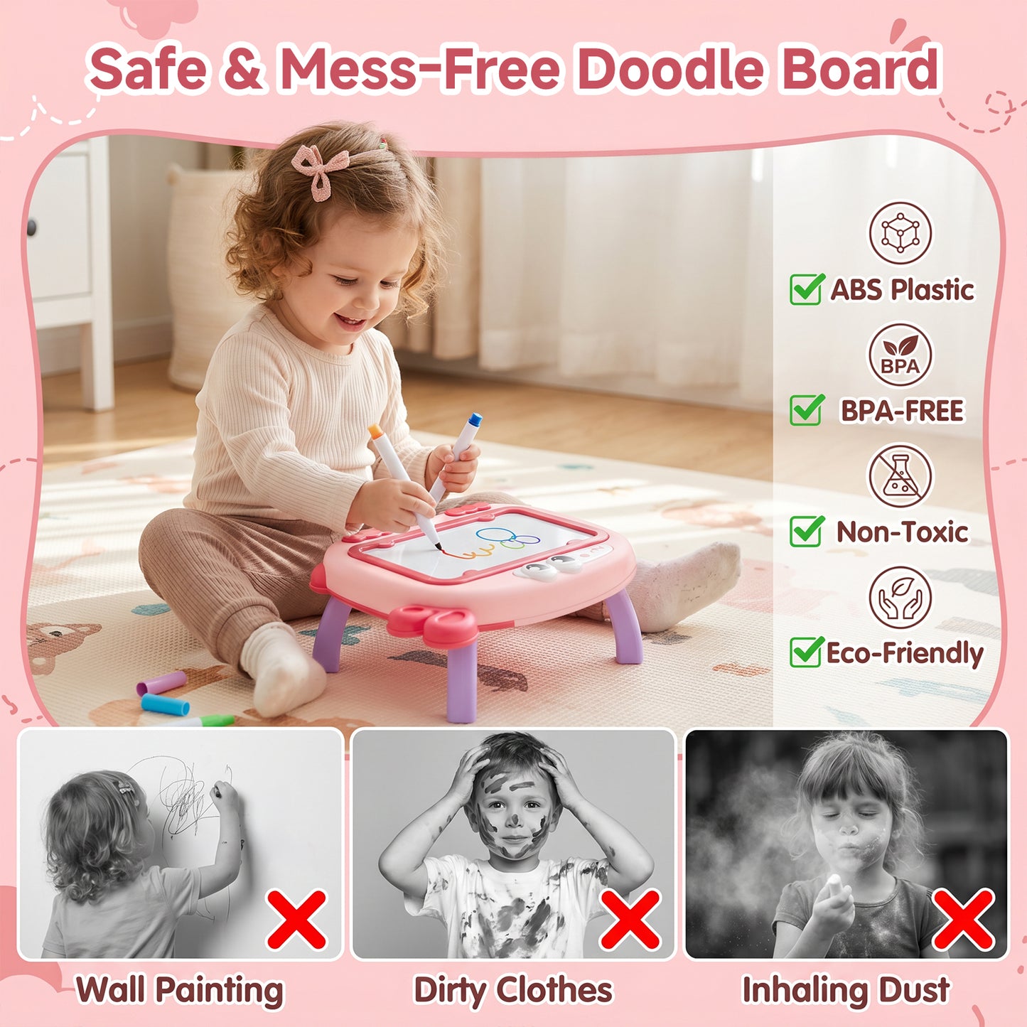 Double-Sided Cartoon Magnetic Drawing Board for Kids