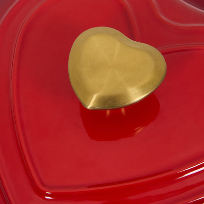Enamelled Cast Iron Heart-Shaped Dutch Oven Pot with Lid