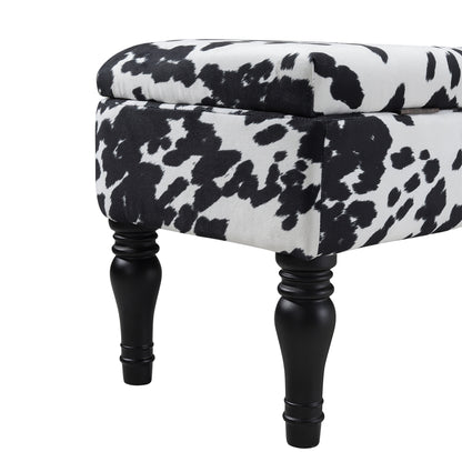 Cow Print Velvet Upholstered Storage Bench