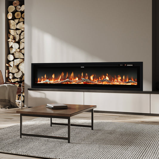 40/50/60 Inch Wall Mounted Electric LED Fireplace Fire Heater