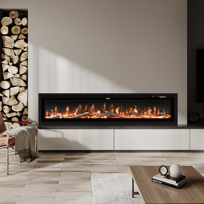 40/50/60 Inch Wall Mounted Electric LED Fireplace Fire Heater