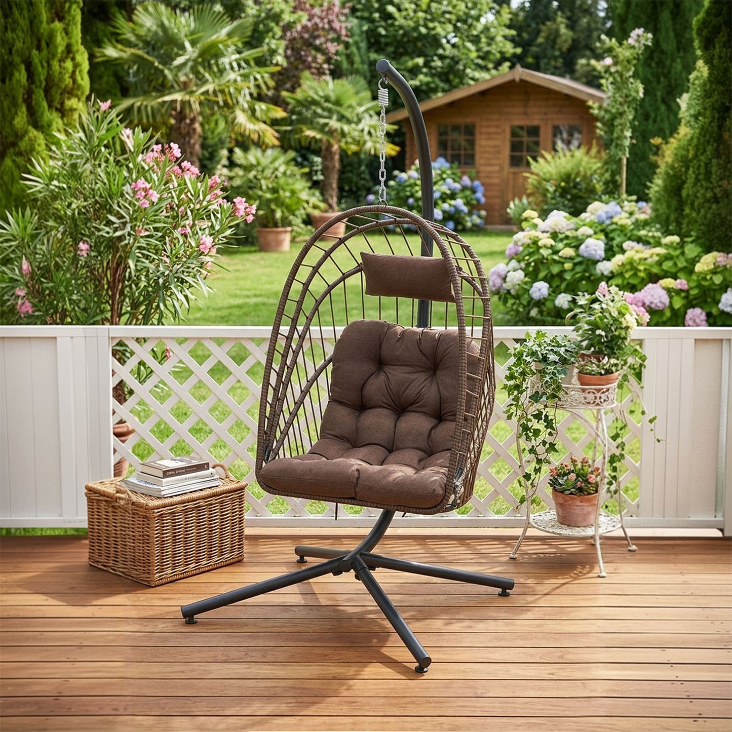 Swing Hanging Egg Chair with Cushion and Headrest