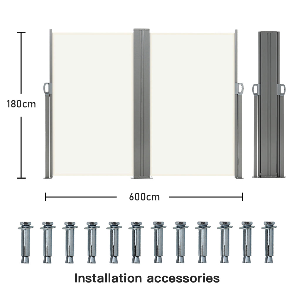 White Retractable Double Side Awning