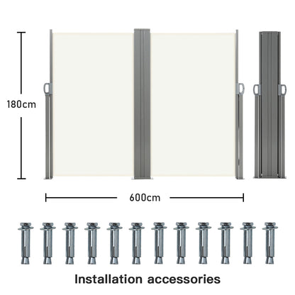 White Retractable Double Side Awning