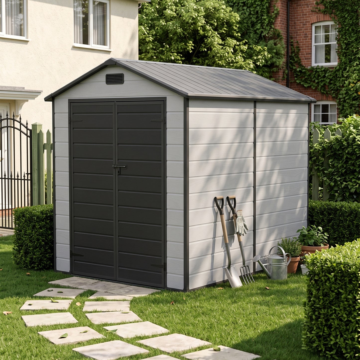 6x8 FT Plastic Outdoor Garden Storage Shed