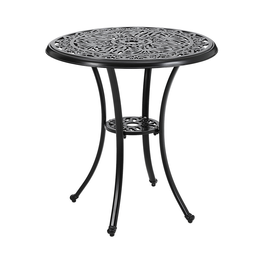 Black Round Patio Dining Table with Umbrella Hole