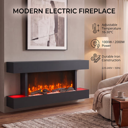 52inch Wall Mounted Electric Fireplace with Remote Control