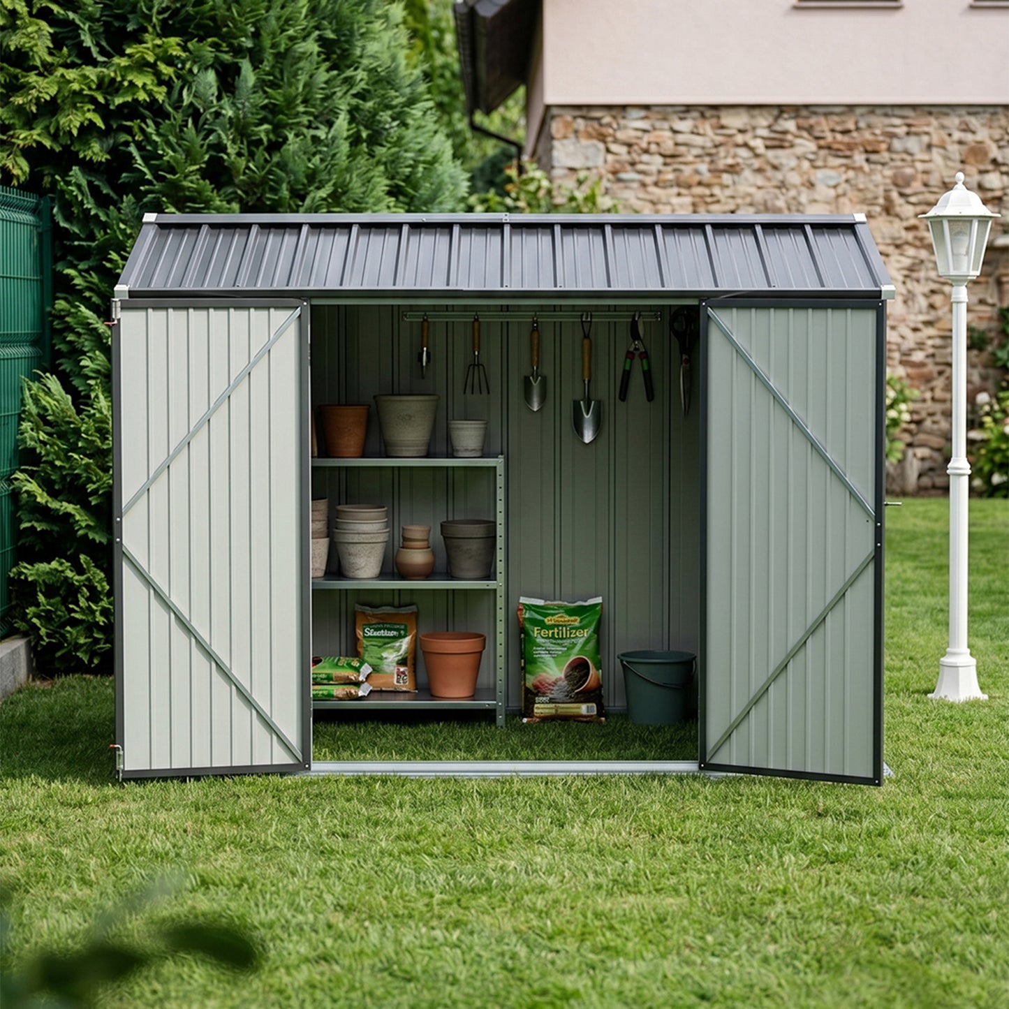 10x7 FT Large Metal Garden Tool Storage Shed