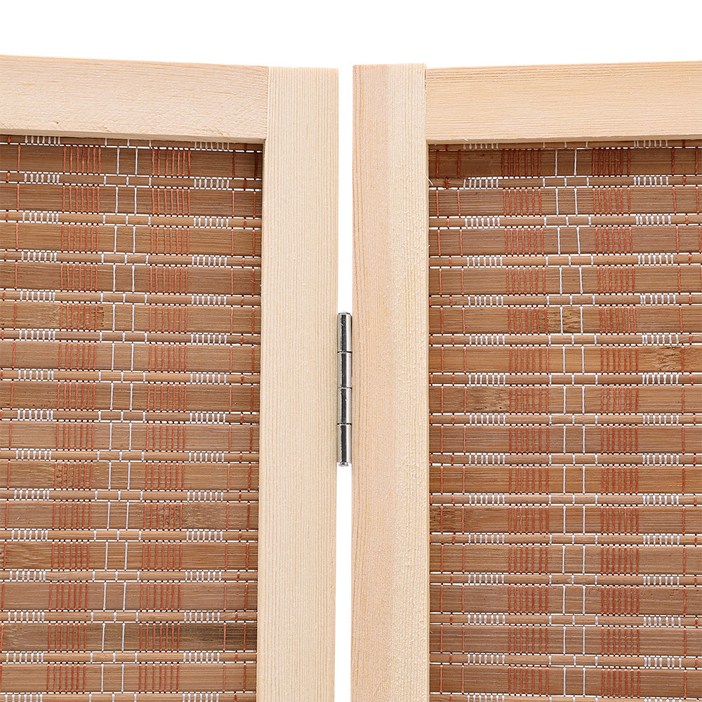 Brown Bamboo Woven 6-Panel Folding Room Divider