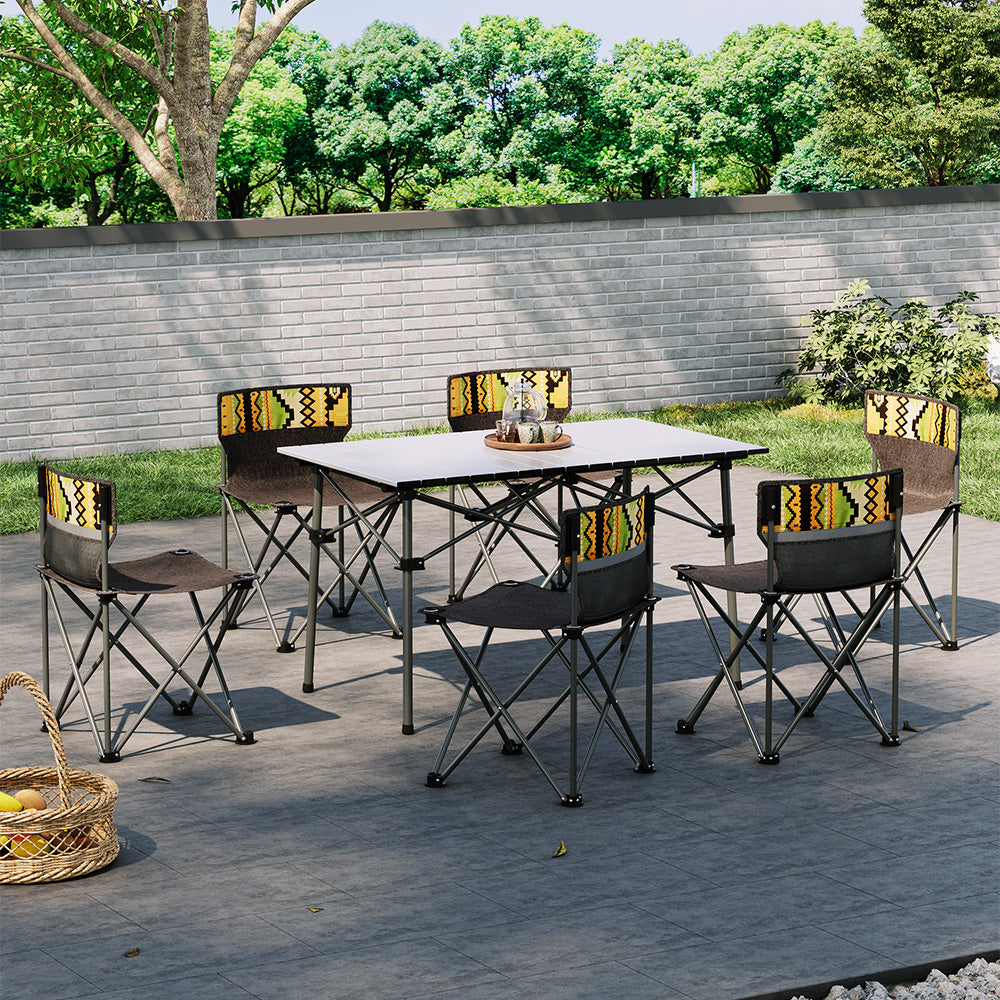 Portable Outdoor Camping Set Foldable Table 6 Chairs