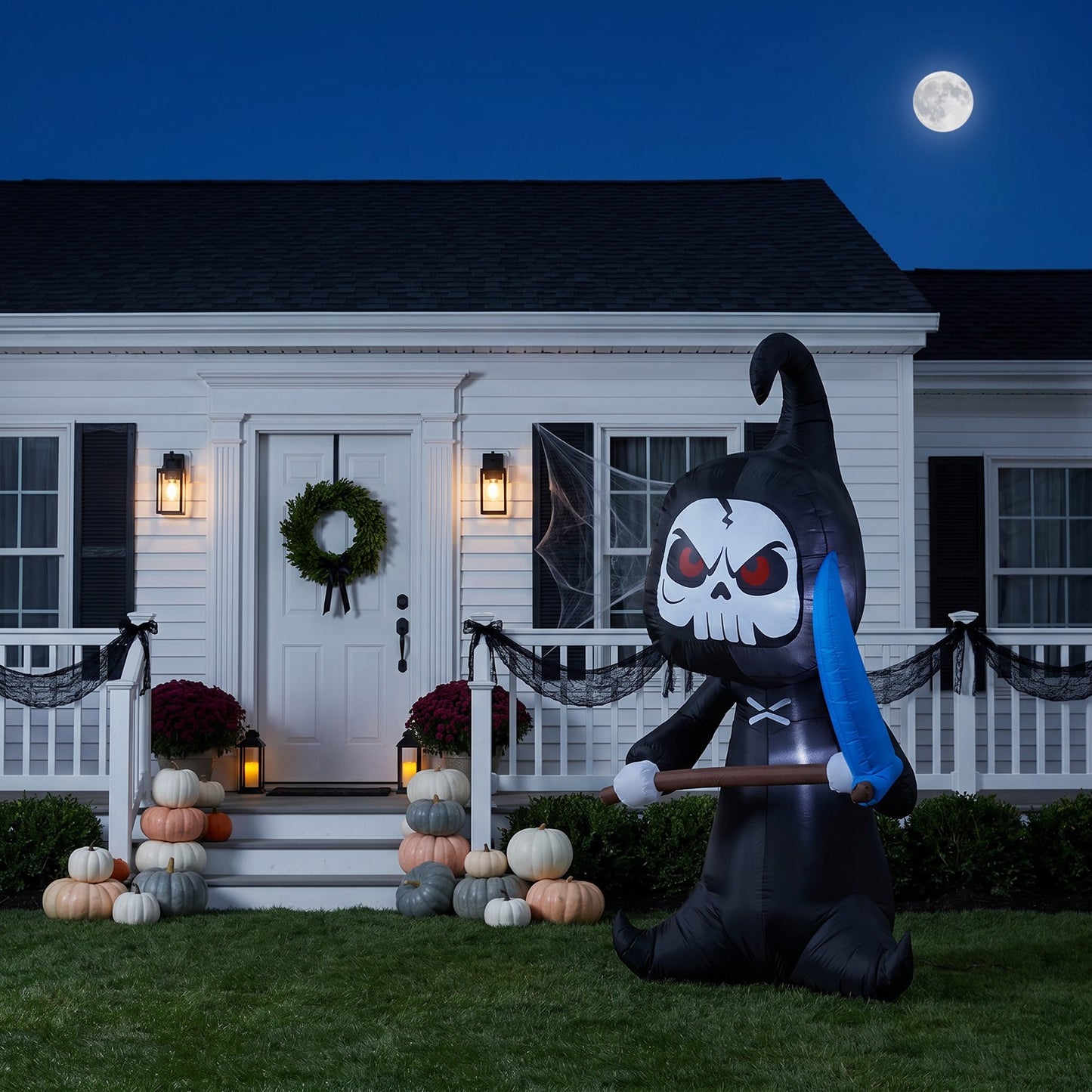 6.6FT Halloween Inflatable Grim Reaper Decoration with Built-in Lights