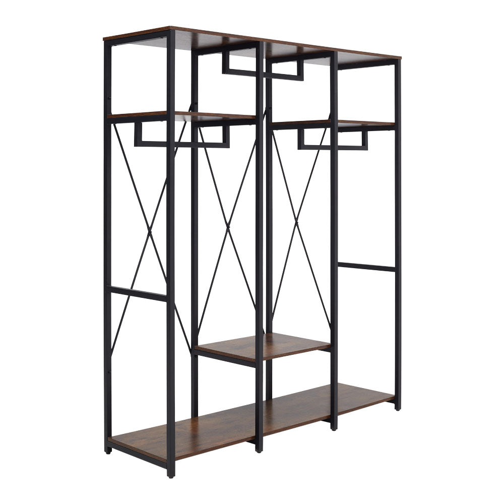 Large Freestanding Clothing Rack with Storage Shelves